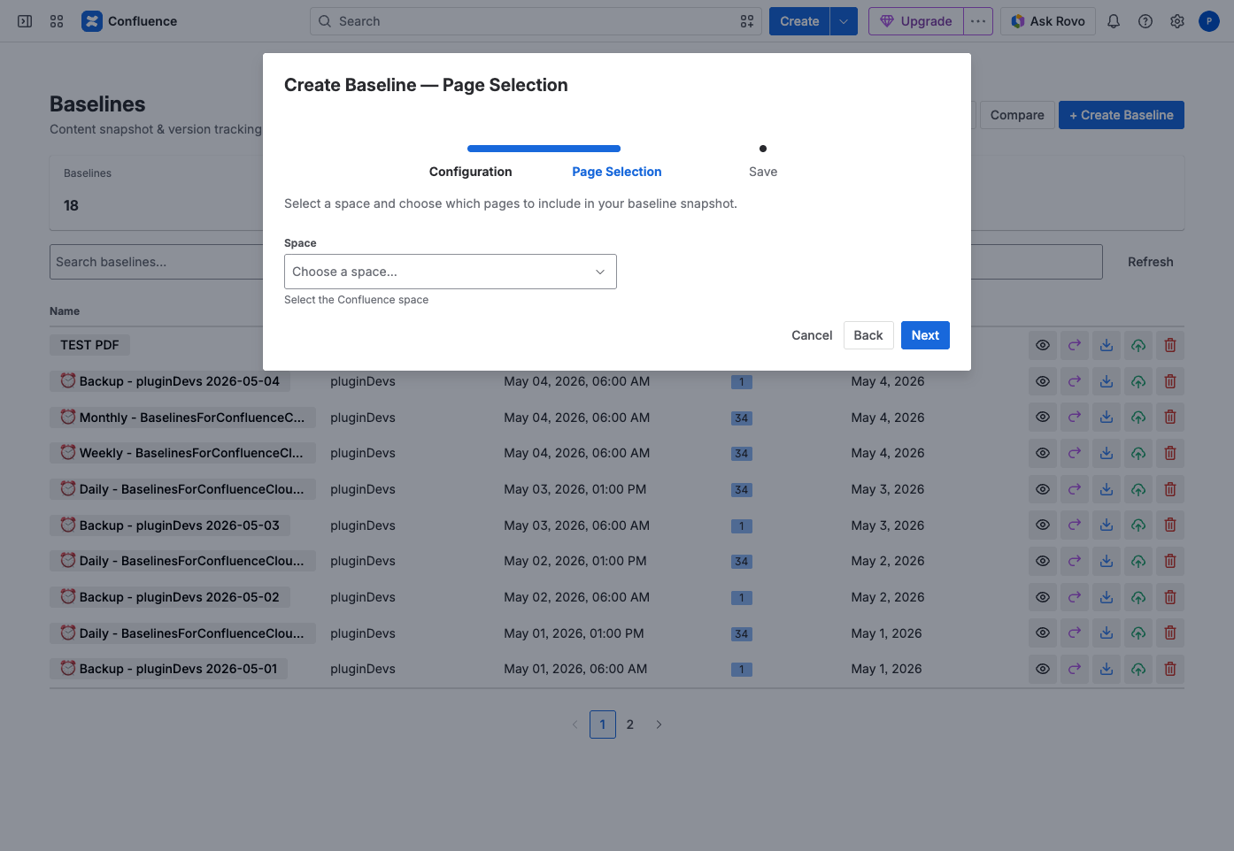 Step 2: choose the Confluence space