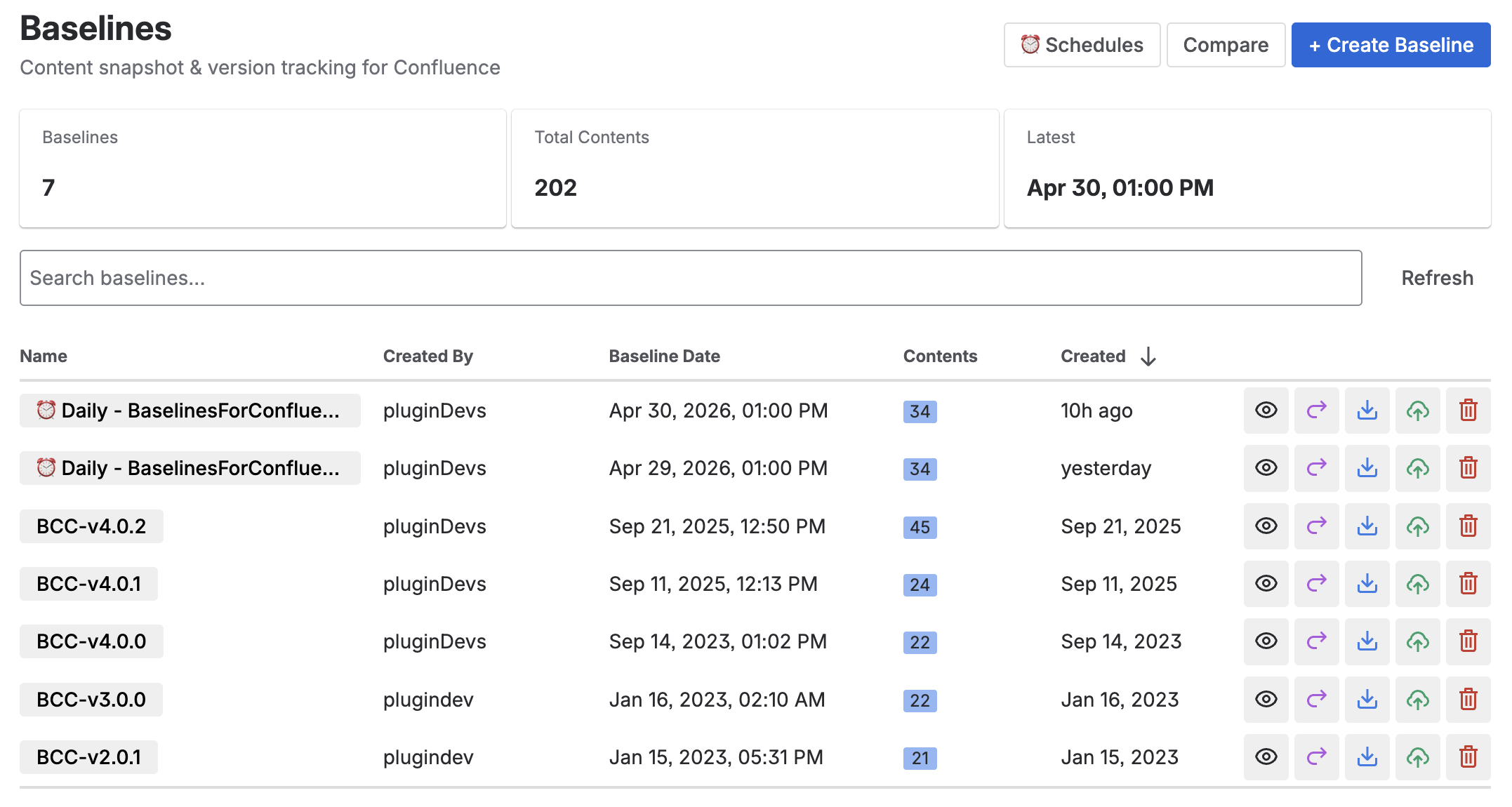 Baselines Dashboard